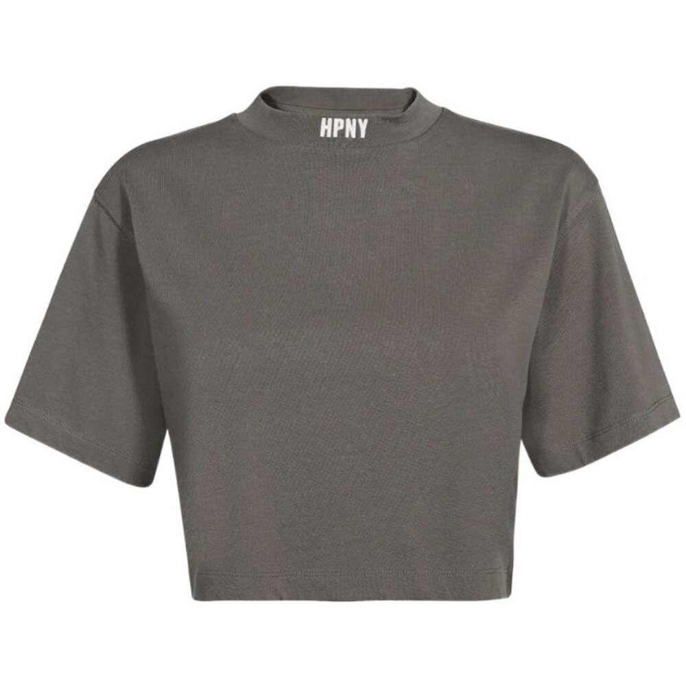 Heron Preston Gray 'HPNY' Cropped T-Shirt Size XL Women's Streetwear Authentic